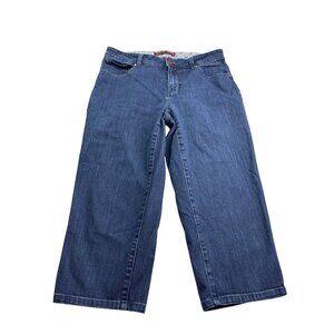 Izod Womens Just Right Crop Jeans Size 10 Dark Wash Denim Blue